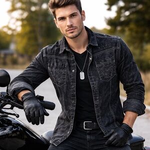 MAYBEM TRANQUILITY MOTORCYCLE RIDERS BLACK SLIM LONG SLEEVE TOP SIZE SMALL $62